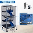 thumbnail image 2 of Multi Level Small Animal Cage with Ramp and Storage Shelf, Metal Ferret Habitat for Hamster Chinchilla Rabbit Guinea Pig Hedgehog, Removable Tray and Rolling Casters, 2 of 7