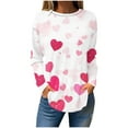 thumbnail image 2 of TrendVibe365 Womens Tunic Tops Long Sleeve Plus Size Valentines Plus Size Long with Crew Neck Polyester Casual Love Heart Printed for Leggings for Valentines Gifts Pink 5XL, 2 of 5