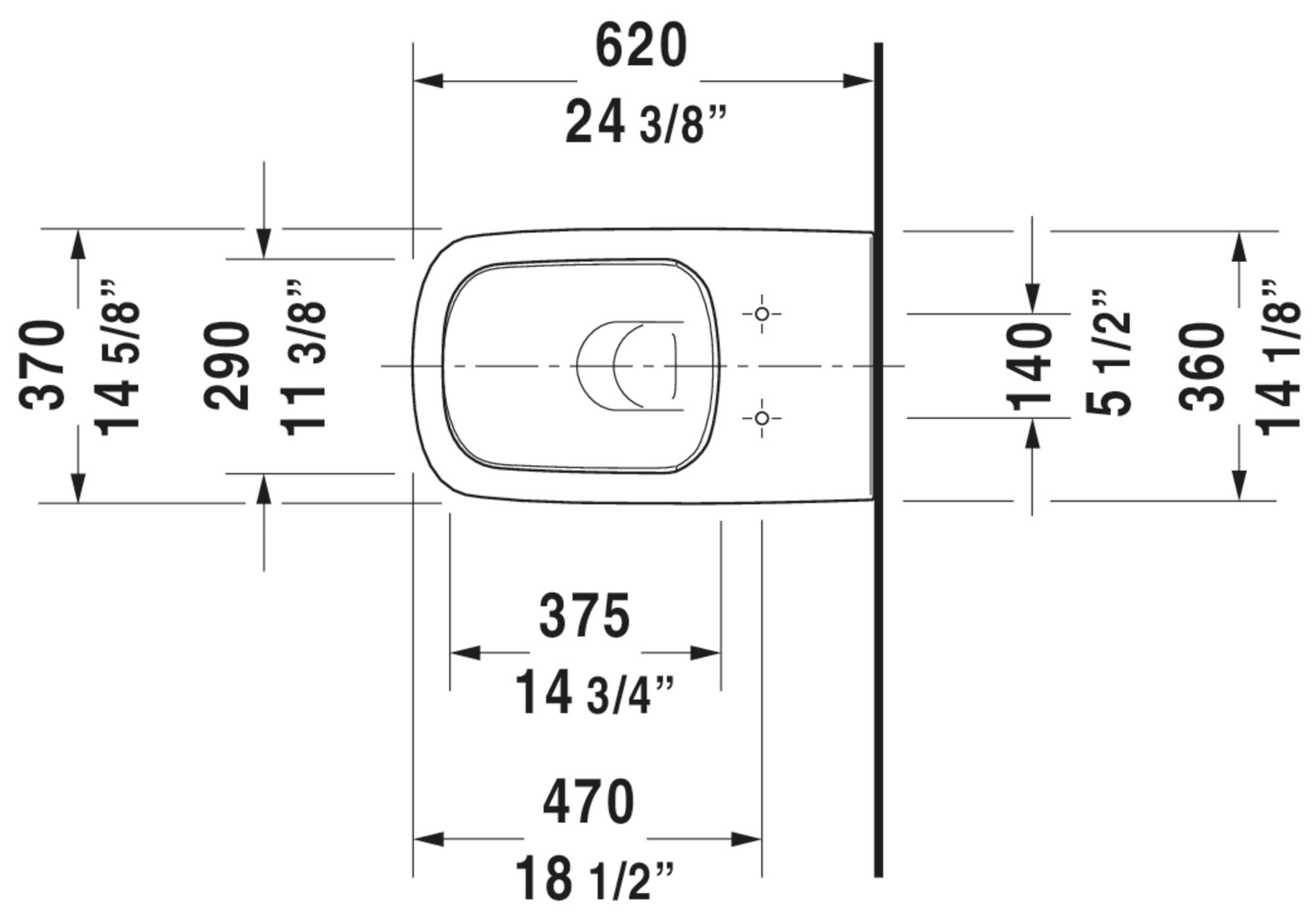 Duravit 254209-Dual Durastyle 0.8/1.6 Gpf Dual Flush Wall Mounted