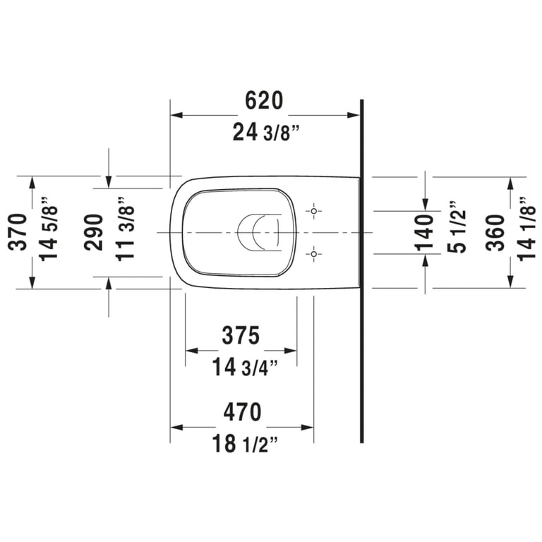 Duravit 254209-Dual Durastyle 0.8/1.6 Gpf Dual Flush Wall Mounted