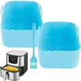 thumbnail image 1 of 2 Pcs Casserole en Silicone pour Friteuse à Air Chaud Compatible avec les Friteuses à Double Panier Ninja, Doublure Réutilisable pour Friteuse à Air avec Poignée, Brosse à Huile, Tapis de Cuisson en Silicone pour Friteuse à Air, 1 of 7