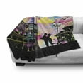 thumbnail image 3 of Rome Soft Flannel Fleece Throw Blanket, Couple Silhouette Love Themed Colosseum with Colorful Splashing Creative Design Sky, Cozy Plush for Indoor and Outdoor Use, 50" x 70", Black Pink, by Ambesonne, 3 of 6