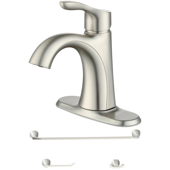 Better Homes & Gardens Bathroom Remodel Bundle – Satin Nickel Single Handle Faucet & 3-Piece Bath Hardware Set