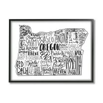 Stupell Industries Oregon State Cities Map Graphic Art Black Framed Art Print Wall Art, Design by The Saturday Evening Post
