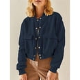 thumbnail image 4 of Chaqueta de Mujer para Otoño/Invierno, Larga, Cuello Alto, con Bolsillo Lateral. Azul Marino L, 4 of 8