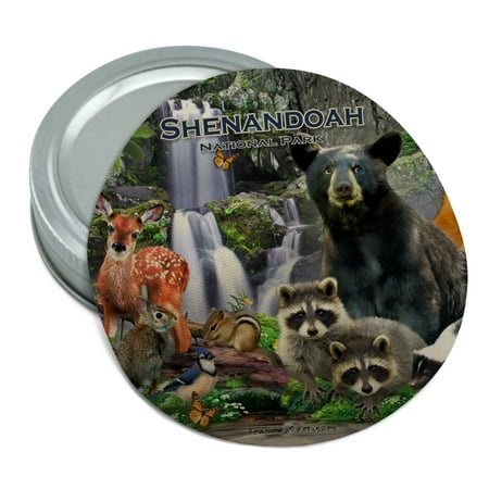 

Shenandoah National Park Virginia VA Animals Bear Raccoons Deer Skunk Fox Round Rubber Non-Slip Jar Gripper Lid Opener