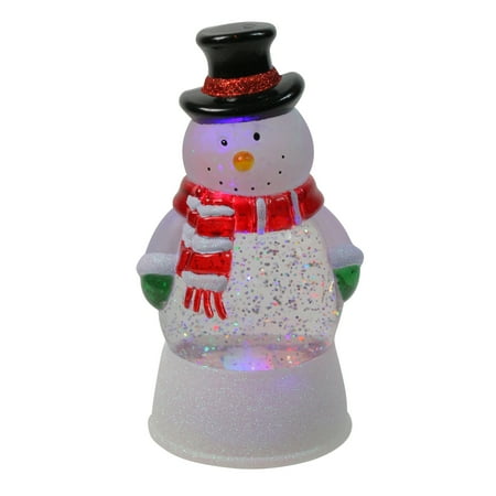 LED Lighted Color Changing Snowman Christmas Glittering Snow Dome 7.5 ...