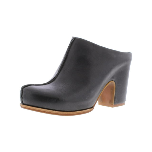 KorkEase Womens SAGANO Leather Block Heel Clogs