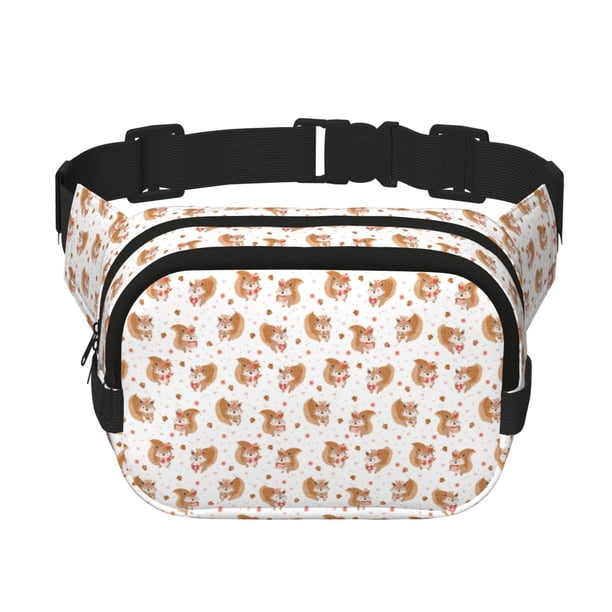 Balery Squirrel And Rose Mochila Cinturón para Mujeres y Hombres, Bolsa de Cintura Impermeable de Doble Capa con Correa