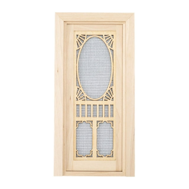 Escala 1:12, puerta única de madera, cocina, , decoración de puerta de pantalla hueca externa en miniatura Sunnimix Frigorífico casa de muñecas
