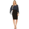 thumbnail image 5 of Sakkas Anya Women's Soft Chiffon Wedding Bridesmaid Bridal Cape Wrap Bolero Shrug - Navy - OS, 5 of 5
