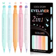 thumbnail image 1 of Juego de delineadores de ojos 2 en 1 con forma de luna morada, delineador de ojos con forma de mariposa y estrella, delineador de ojos líquido cian mate, maquillaje para fiestas, 1 of 4
