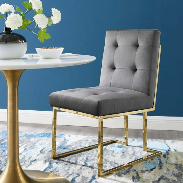 Privy Gold Stainless Steel Performance Velvet Dining Chair in Gold