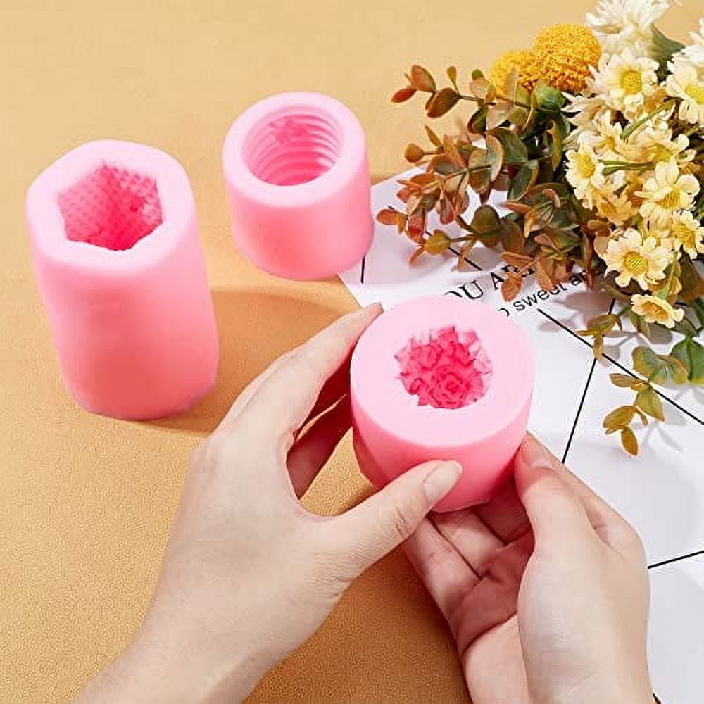 3 Pack 3D Bee Honeycomb Silicone Candle Molds with 50pcs Candle Wicks and Metal Holder for Homemade Beeswax Candle Making Supplies Soaps Lotion Bars Fondant Cake Decorating Clay