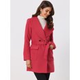 thumbnail image 3 of Abrigo De Solapa Con Cinturón De Invierno Con Bolsillos Cuello Chal Para Mujeres Rojo XL, 3 of 6