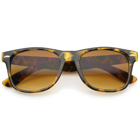 sunglassLA Unisex Classic Wide Temples Neutral-Hued Square Lens Horn Rimmed Sunglasses (Shiny Tortoise / Amber) - 54mm