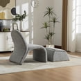 thumbnail image 2 of 24.8 "Amplia silla sin brazos tapizada moderna con almacenamiento otomano, silla de acento de chenilla para sala de estar, dormitorio, oficina y sala de lectura, 2 of 5