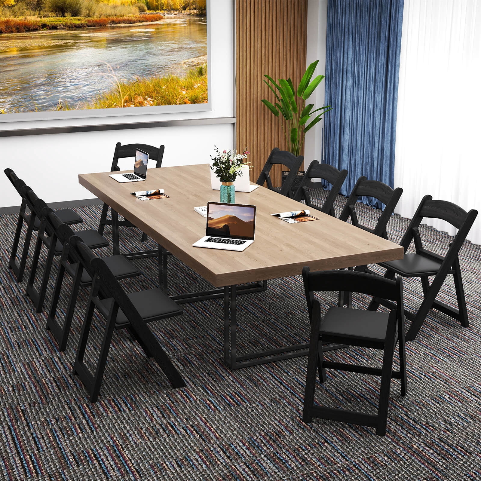 Costway 20 Pack Resin Folding Chairs with Padded Seat All-Weather Resin Frame Patio Black