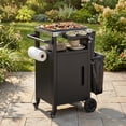 thumbnail image 2 of 33.9" Outdoor Grill Cart with Drop Leaf, Outdoor Metal Bar Cart Pizza Oven Table with Wheels, Stainless Steel Top, Outdoor Kitchen Island with Storage Cabinet & Spice & Paper Rack for BBQ, Waterpr, 2 of 27