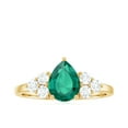 thumbnail image 4 of Rosec Jewels Lab Created Emerald Teardrop Engagement Ring with Diamond (6X8 mm, AAAA Quality Emerald), 18K Yellow Gold, US 8.00, 4 of 8