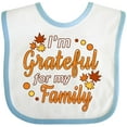 thumbnail image 3 of Inktastic I'm Grateful for My Family in Orange with Fall Leaves Boys or Girls Baby Bib, 3 of 4