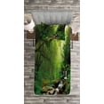 thumbnail image 3 of Ambesonne Nature Quilted Bedspread Set 2 Pcs, Idyllic Forest Design, Twin Size, Emerald Hunter Green, 3 of 3