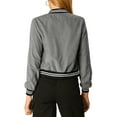 thumbnail image 4 of MODA NOVA Juniors Stand Collar Long Sleeve Zip up Flap Pocket Bomber Jacket, 4 of 7