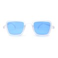 thumbnail image 1 of Mens Retro Rectangle Color Lens Hippie Plastic Sunglasses Clear Blue, 1 of 4