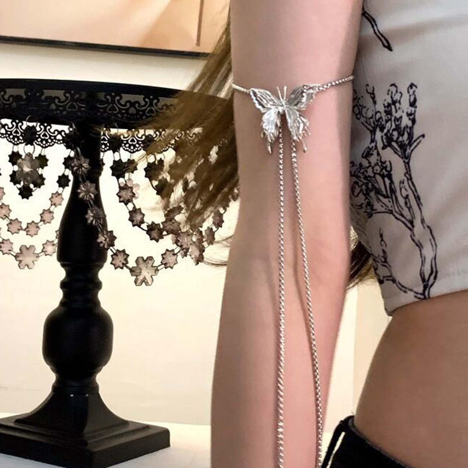 Deft Processed Hip Hop Punk Butterfly Pendant Necklace - Big Metal Statement Necklace With Pearls For Women