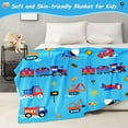 thumbnail image 2 of Kids Throw Blanket Construction Blanket for Boys, 50x60 Inch Fleece Toddler Blanket for Boys Girls, Aircrafts Trucks Cars Printed Quilt Blanket, Comfy Warm Blanket for Kids Birthday Gifts, 2 of 6