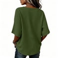 thumbnail image 7 of Yteetum 3/4 Length Sleeve Shirts for Women Summer V Neck 3/4 Sleeve Cotton Linen Tops Womens Casual Solid Loose Lightweight Comfy T Shirts, 7 of 7
