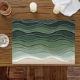 thumbnail image 2 of Placemats for Dinning Table Set of 8, Sage Green Waves Rustic Abstract Ombre Stripes Art Burlap Kitchen Place Mats Waterproof Cloth Table Mats, Indoor Outdoor Placemats Easy Clean Dinner Decor, 2 of 8