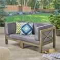 thumbnail image 2 of Keith Outdoor Acacia Wood Loveseat with Cushions, Gray and Dark Gray, 2 of 4