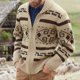 thumbnail image 2 of Chaqueta tipo cárdigan informal de manga larga con solapa para hombre, suéter de jacquard ajustado, para otoño e invierno, 2 of 5