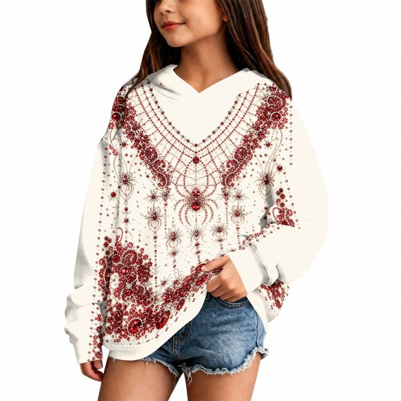 Abcomgle Girls Halloween Hoodie 10-12 Gothic Spider Floral Print Sweatshirts with Hooded Oversized Long Sleeve Pullover Sweatshirts with Pocket Winter Kids Sweaters Girls