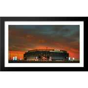 MetLife Stadium 40x24 Large Black Wood Framed Print Art - Home of the New York Giants and Jets
