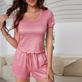 thumbnail image 2 of XuJwPNcy Womens Short Sleeve Pajamas Set Casual Sleepwear Soft Pj Sets Crewneck Top and Shorts 2 Piece Loungewear for Summer, 2 of 7