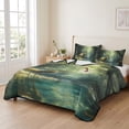 thumbnail image 2 of King Quilt Set 96''x106'', Green Forest Deer Lightweight Summer Bedspread Coverlet Set with 2 Pillow Shams, Fantasy Vintage Nature Scenery Breathable All Season Quilt Bedding for Bedroom/Guest Room, 2 of 9