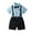 Blue, variant on Lilgiuy Boys Formal Clothing Formal Short Sleeve Buttom Down Shirt Bib Pants With Bow Tie Decoration Summer Gentleman Outfit