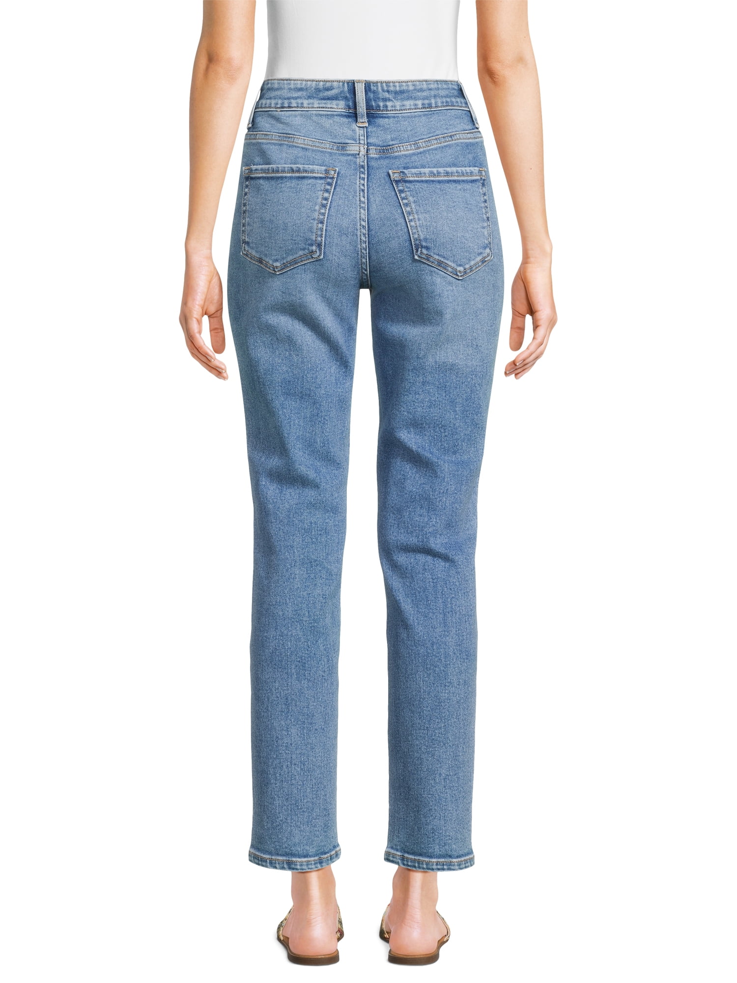Time and Tru Women’s Mid Rise Straight Leg Jeans, Sizes 0-22, Regular & Short Inseams