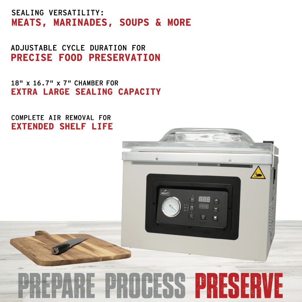 MEAT! Chamber Vacuum Sealer 16" with Adjustable Vacuum, for Meat, Fish, and Liquid Vacuum Sealing