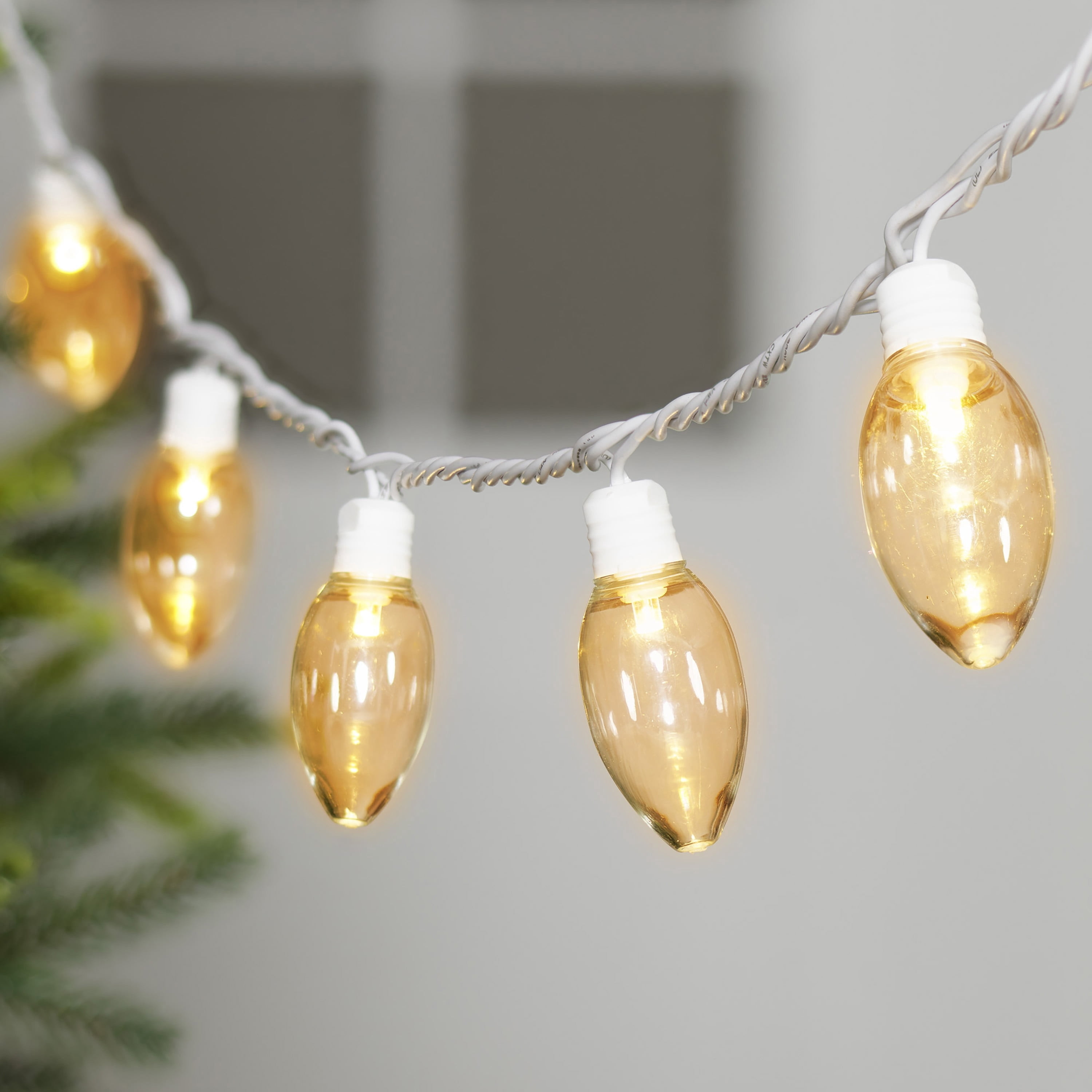 Indoor/Outdoor 100-Count LED Smooth C9 Christmas String Lights, Warm White, White Wire, 57', by Holiday Time