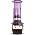 thumbnail image 1 of AeroPress Clear Purple Coffee Press \u2013 3 In 1 Brew Method Combines French Press, Espresso, Full Bodied Coffee Without Grit or Bitterness, Small Portable Coffee Maker for Camping & Travel, Purple, 1 of 8