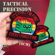 2Pcs It's Fine Patch Set, Embroidered Tactical Morale Funny Meme Hook and Loop Everything is Fine Dog Patch