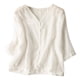 thumbnail image 1 of Túnica holgada informal de lino para mujer en tallas grandes: blusa boho con mangas 3/4, dobladillo asimétrico y tejido transpirable, ideal para combinar con otras prendas o para llevar de forma in, 1 of 5