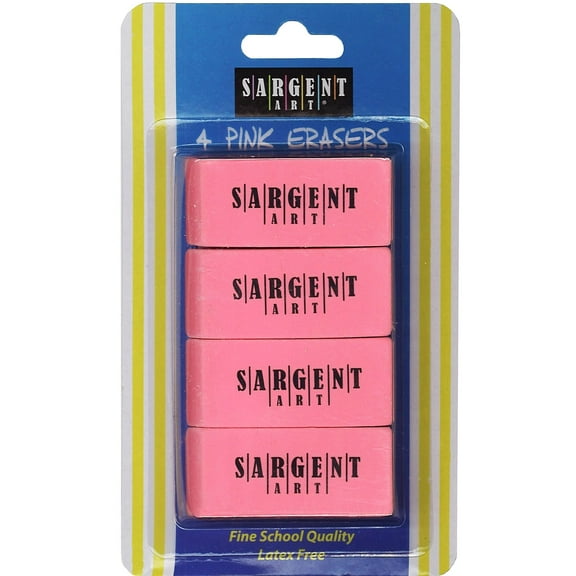 Sargent Art 4-Count Large Eraser Pink (SAR361013)