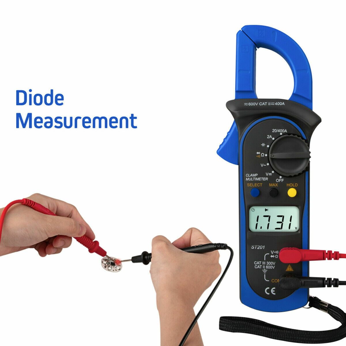 Digital Multimeter with AC DC Volt Ohm Amp Clamp Auto Range LCD Handheld Tester for Voltage Current Resistance Testing