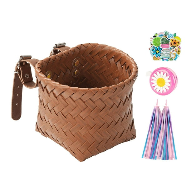 Juego de accesorios de decoración para bicicletas infantiles, timbre portátil y pegatinas. Marrón