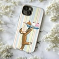 thumbnail image 5 of Cute Curious Monkey Ice Cream Sundae Phone Case, Retro Striped Dessert Design Protective Cover for iPhone 16 15 14 13 12 11 Pro Max Plus Mini, 5 of 6
