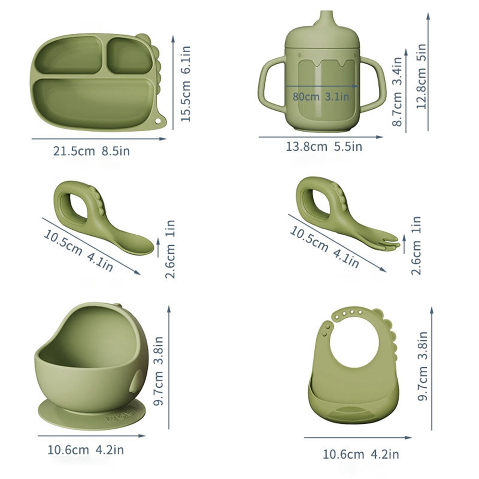 Silicone Baby Feeding Set Baby Led Weaning Supplies With Suction Cup Divider Tray Toddler Self Feeding Tableware Set High-quality